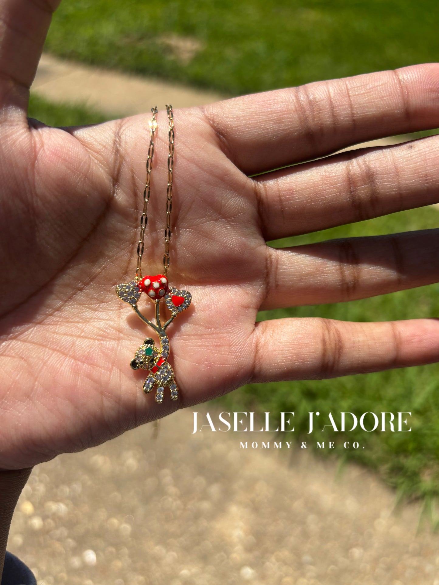 Bear Balloon Necklace 18k Gold Plated