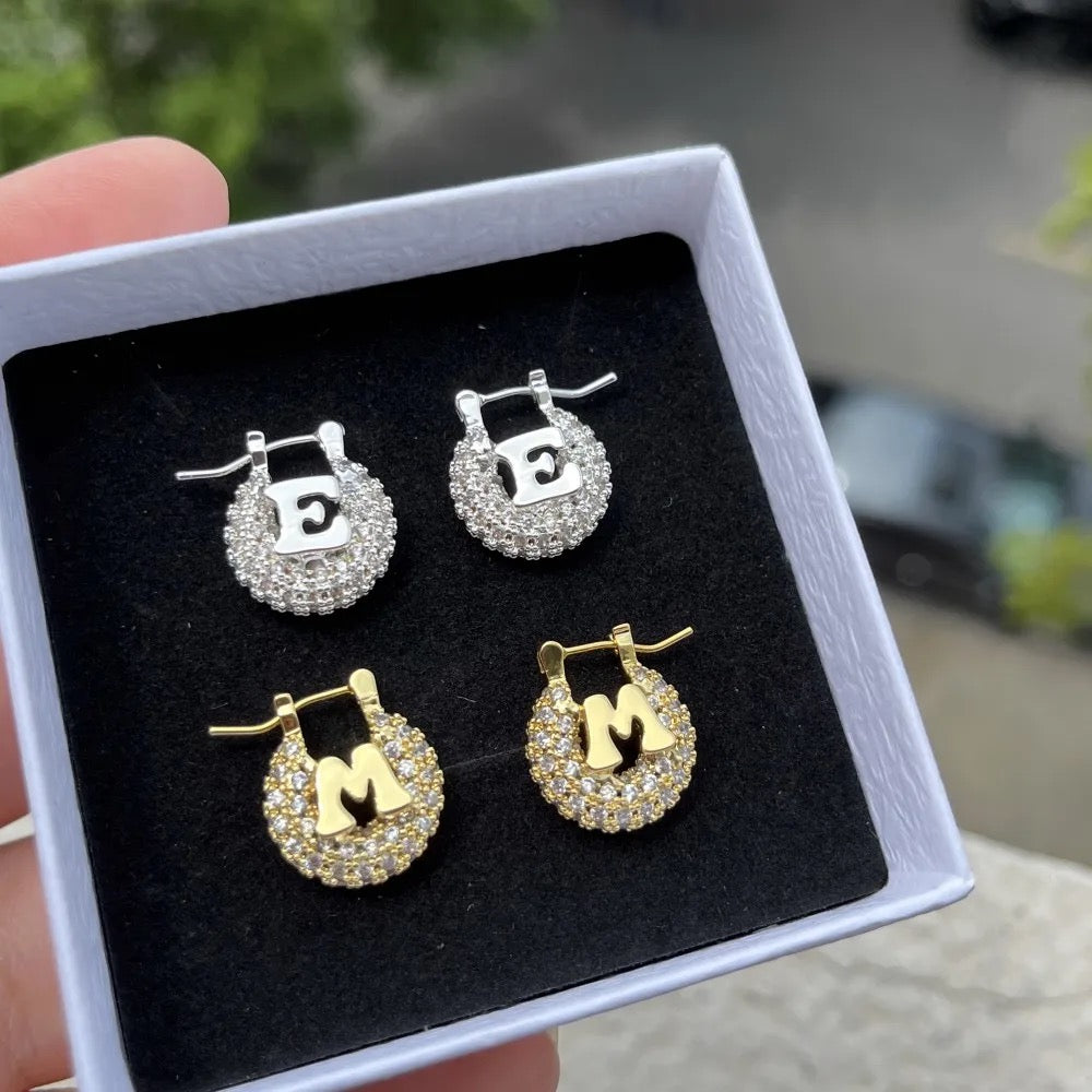 Bling Initial Earrings