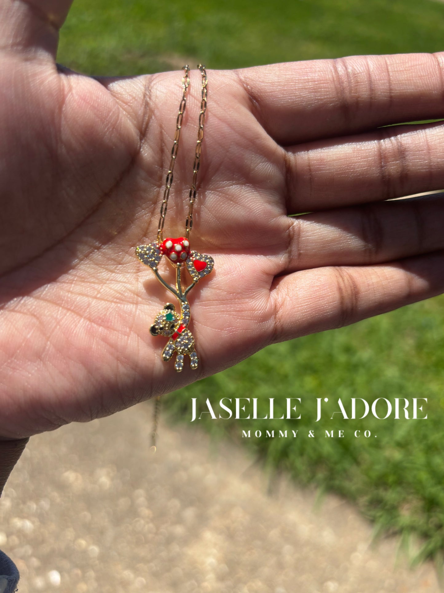 Bear Balloon Necklace 18k Gold Plated